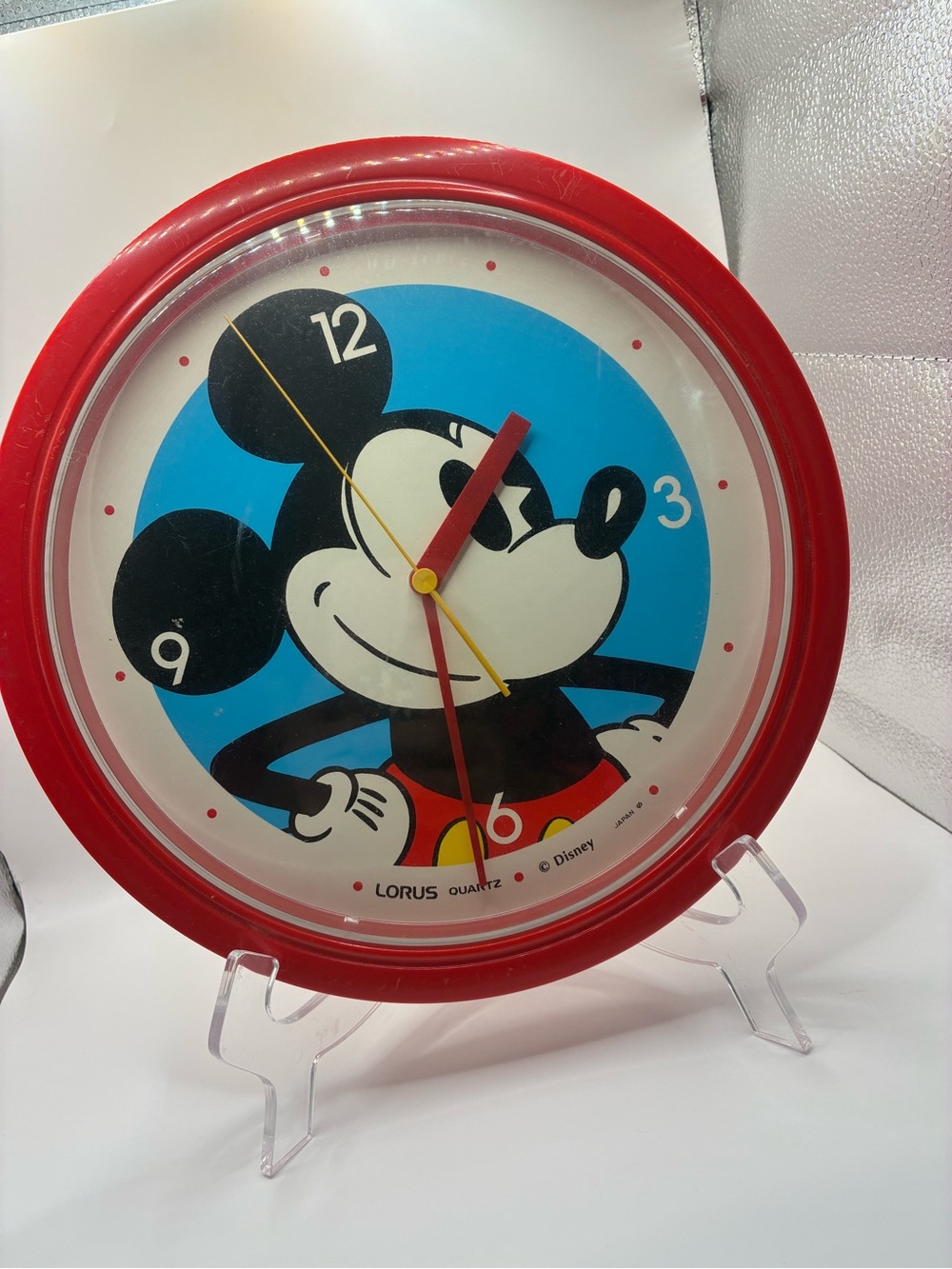 Vintage Lorus Disney Mickey Mouse Red Wall Clock